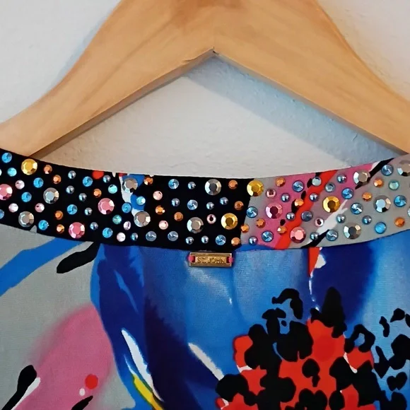 St. John Blue and Red Floral Dress - Picture 5 of 7